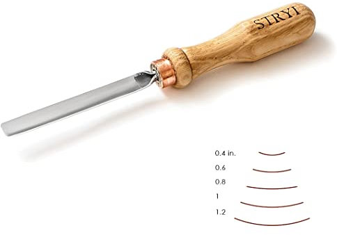 Stryi Wood Carving Gouge 0.4 Inch Blade #5 - Slight Bent Profile, Rounded Chisel, Wood carving tools, Woodworking Hand Gouge, Half-Round Chisel For Professionals, Hard and Soft Woods G510