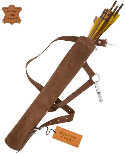 Braunes Leder, Köcher traditionelles Leder, Bogenschießen-Köcher, Pfeilhalter, Taille/Hüfte, hängende Umhängetasche, Schießen, Jagd, Schultergurt, verstellbare Gürteltasche
