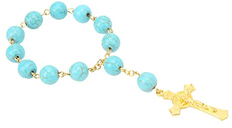 Rosenkranz Perlen Katholisch, Rosenkranz Zum Aufhängen Am Auto, Schöne Polier-Exquisite Dekoration für Hochzeit (Blau)
