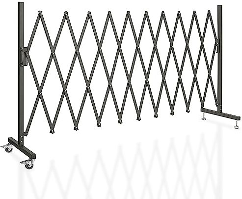 OUUTMEE Griglia a forbice allungabile per esterni con larghezza massima 330 cm x altezza 120 cm, cancello telescopico, cantiere/stazione/scuola/garage, cancello per recinzioni (leggero, compatto) nero