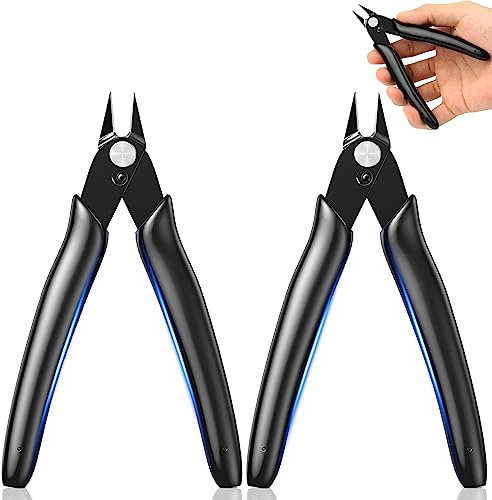 2 Stücke Mini Durable Seitenschneider, 5 Zoll Präzisions Zange Drahtzange für Modellbau, Multifunktionale Drahtschneider für Feine Drähte, Kabelbinder, Abgewinkelte Schneide Usw
