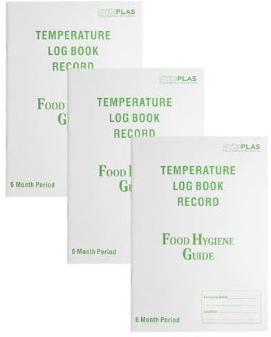 Hygiplas 6063 Temperature Log Book Hygiene Kitchen Fridge Freezer Thermometer (Pack of 3)