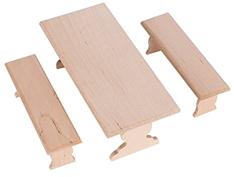 Puppenhaus-Tisch und Stühle, Mini-Bank, Spielzeug, Kleine Tischdekoration, Mini-Möbelmodell (Bänke)