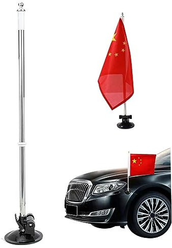 Telescopic Flag Pole Car Flag Pole Holder with Air Suction Mount Outdoor Suction Cup Flag Holder for Car Truck Boat and Vehicle