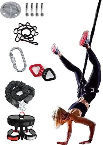 Bungee Dance Resortance Bands Suspension, Gravity Yoga Bungee Cord Widerstandsgürtel-Set, professionelle Ausrüstung für das Heim-Gym-Workout, Ganzkörper-Workout für Zuhause, Reisen und Outdoor-Muskela