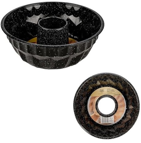 KARL HAUSMANN Gugelhupfform Ø 26 x 9,5 cm, Bundform mit Antihaftbeschichtung, Runde Napfkuchenform, Backform aus Carbonstahl, Schwarz Marmor