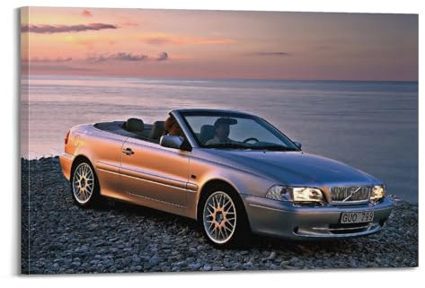 JLTC Klassisches Auto-Poster Volvo C70 Cabrio-Sportwagen-Poster, dekorative Malerei, Leinwand, Wandposter und Kunstdruck, modernes Familienschlafzimmer-Dekor-Poster, 60 x 90 cm
