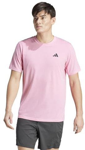 adidas T-shirt da allenamento Essentials Feel Ready da uomo, Bliss Rosa/Nero, S