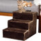 BAKAJI Scala per Animali Domestici con 3 Gradini e Rivestimento Sfoderabile in Peluche, Rampa per Gatti e Cani Anziani, Scaletta con Imbottitura ad Alta Densità, 45,5 x 36 x 34 cm… (Marrone)