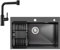 CECIPA 70 x 45 CM Fregadero Cocina Negro Gris con Grifo Cocina Extraible Negro, Fregadero Negro Multifuncional Inox con Escurridor