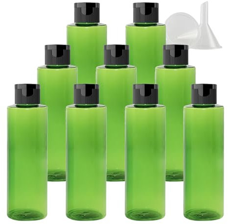 PQPAUTY 48 pièces 100ml Vert Vide Plastique Bouteille avec Noir Bouchon à Bascule de Lotion pour lotions crèmes gels shampooing