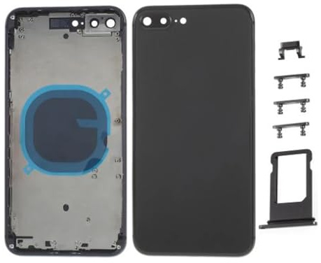 Globalstock Chassis Arriere en Vitre pour iPhone 8 Plus + Coque + Tiroir SIM Compatible Nu Rouge/Noir/Blanc/Or | Back Cover + Frame (Noir)