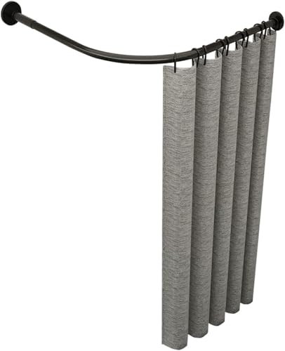 Tringle à rideau de douche réglable en forme de L pour baignoire de salle de bain, tringle à rideau de douche d'angle incurvée extensible, barre de douche murale en métal, sans perçage, D (7