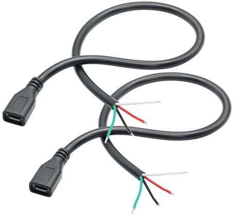 Cable corto micro USB hembra a cable desnudo de 4 pines, 11 pulgadas, conector hembra de 5 V/3 A, 4 pines, cable de alimentación y de datos, para dispositivos instalados o reparación, cables DIY