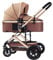 Kombikinderwagen 3 in 1 Reisesysteme,Einem Klick Zusammenklappbarer Kinderwagen,Tragbarer Reisewagen Verstellbarer Rückenlehne,High Landscape Kinderwagen mit Alu-Rahmen,Abschließbare Rä(Color:braun)