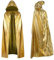 Aomig Gold Vampir Umhang Jedi Mantel Mittelalter Umhang mit Kapuze für Erwachsene Unisex Scream Kinder Cape Kostüm Damen Halloween Costume Maskerade Familienfeier Herren Karneval Cosplay-150cm