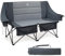 TIMBER RIDGE Double Camping Chair for Adults, Folding Padded 320kg Camping Sofa 2 Seater with Cup Holder & Bottle Opener, Heavy Duty Oversized Outdoor Love Seat Camp Couch for Garden Picnic, Grey