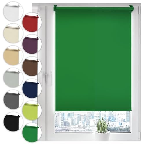 Verdunkelungsrollo Klemmfix ohne Bohren 90cm x 130cm Grün Verdunklungsrollo Fensterrollo Rollo Seitenzugrollo Klemmrollo für Fenster & Tür