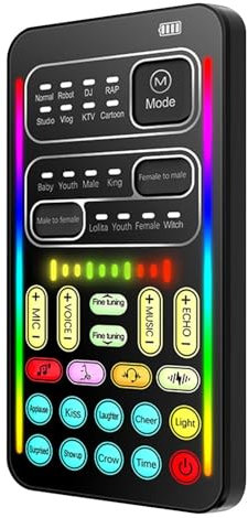 Modificatore di voce – Cambiatore di voce portatile, travestimento vocale portatile, scheda audio con 8 modifiche acustiche di effetti sonori, per cellulare, computer, tavolo