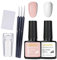 French Manicure Set, Nude and White UV Gel Nail Polish, 2 Piece French Tip Jelly Gel Nail Polish Set with Nail Stamp and Nail Art Brush, UV/LED Light Curing, Women's Nail Polish Set