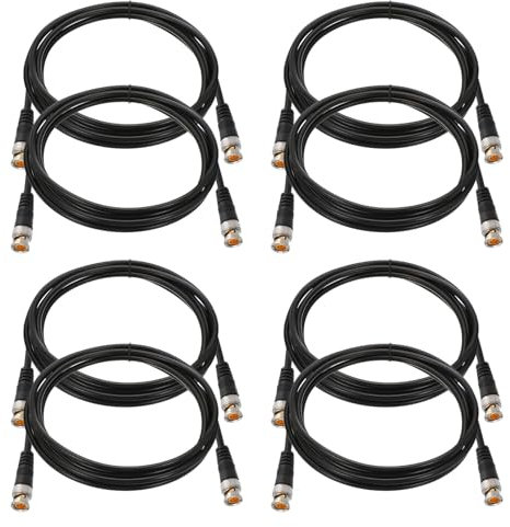 PATIKIL Power Cable 9.84Ft, 8 Pcs 9mm x 13mm RCA Male to Male Pigtail Barrel Plug Connector Cable for CCTV Security Camera Lighting Power Adapter, Black