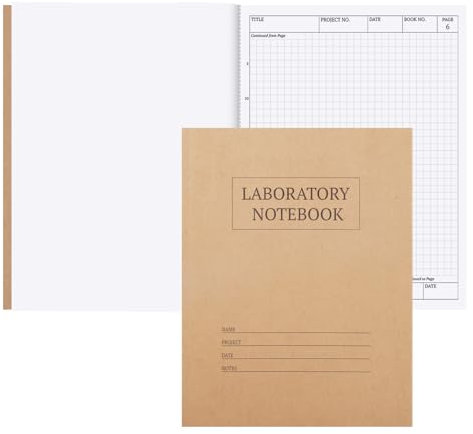 suituts 2 Stück kohlenstofffreies Chemielabor Notizbuch, 21,6 x 27,9 cm, Studenten, Labor-Notizbuch für Wissenschaft/Physik/Biologie, 50 Sets pro Packung, 10,2 x 10,2 cm, quadratisches Raster (Kraft)