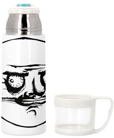 Me Gusta Meme Face Internet Troll Fun Blague Thermoskanne aus Edelstahl mit integrierter Tasse, 350 ml