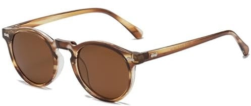 LOJUDI Sonnenbrille Kinder Mädchen Jungen - Polarisierte Rund Verspiegelt Sonnenbrillen UV400 Schutz Kindersonnenbrille für 3-12 Jahre-Tee/Braun