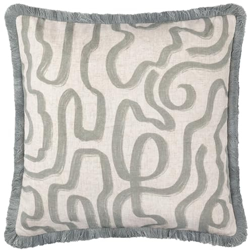 furn. Hoem Lina Abstrakt bedrucktes, mit Polyester gefülltes Kissen – Graublau – 45 x 45 cm