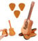 Wooden Guitar Picks Box with Stand,Acoustic Guitar Pick Case with 3 Wood Guitar Picks Guitar Pick Storage Container Guitar Pick Rack for Guitar Ukulele Bass Players