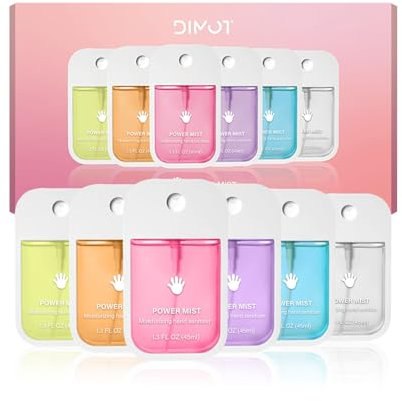 6-Flavor Hydrating Hand Sanitizer Spray Set for Adults – Travel-Size Portable Power Mist with Aloe Vera, 500+ Sprays Hand Sanitizer for Daily and Travel, Non-sticky 45ML