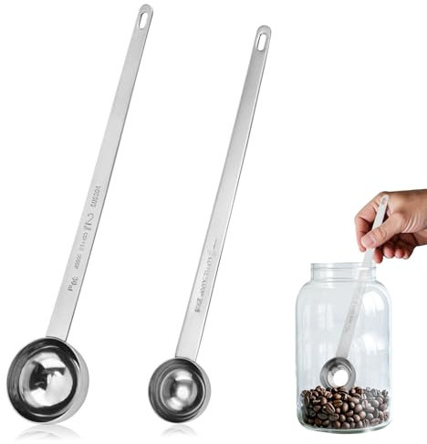 Cucchiaio Dosatore da Caffè, Acciaio Inossidabile Dosatore Caffe Misurino Grammi per Caffè Macinato in Polvere, Fagioli, Polvere, Espresso, Ideale per Contenitore Alto, Barattolo