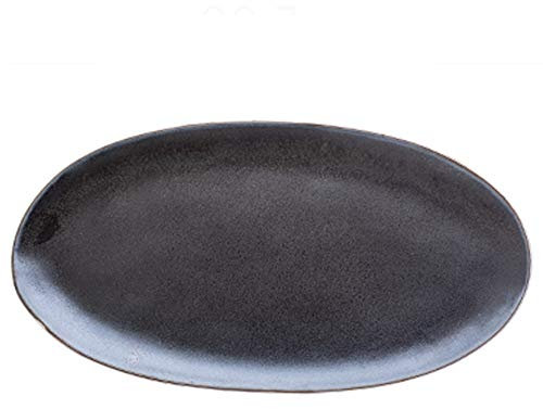 KWMAEEUID Plato De Pescado Largo De Comida Occidental De Forma Especial De Cerámica Superficie Esmaltada De Metal Resistente A Altas Temperaturas Adecuado para Horno De Microondas, Negro