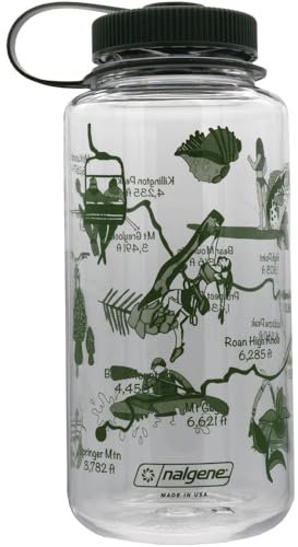 Nalgene Sustain Tritan Bouteille d'eau sans BPA fabriquée avec des matériaux dérivés de 50% de déchets plastiques, 946 ml, large ouverture, design de bouteille géographique, East Coast Clear
