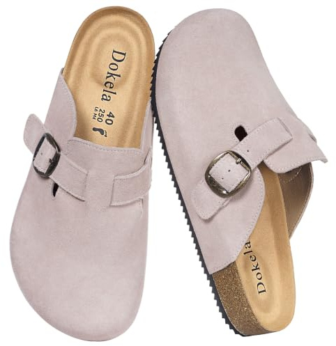 Zuecos y Mules Hombre Mujer Zapatillas Casa Cómodas Pantuflas de Piel | Plantilla de Corcho Zapatos, Antideslizante, Cerrados