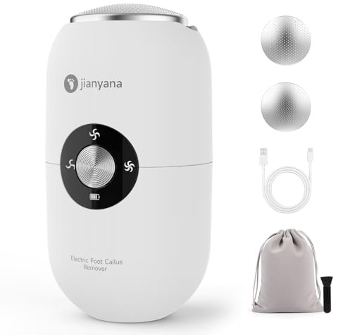 Jianyana Hornhautentferner Elektrisch, Mini PediküRe Set FußPflege Elektrisch Hornhaut Entfernen Fuß FüR Tote Harte Rissige Haut Mit Zwei ErsatzköPfen (Weiß)