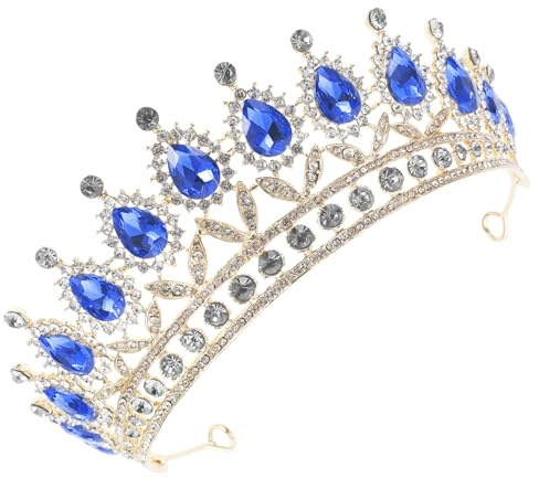 VICASKY Krone Stirnband Kristall Zartes Haarband Bezaubernder Haarschmuck Brautkrone Brauthaarband für Damen Mädchen Bräute Blau