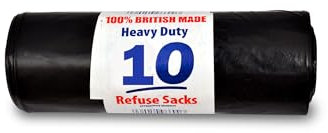 Homewise 10 Wheelie Bin Bags Heavy Duty 240L – Extra Strong Refuse Sacks | Pack of 10 Black Bin Liners for Large Wheelie Bins | Leak-Proof, Eco-Friendly, Made from Recycled Material – British Made