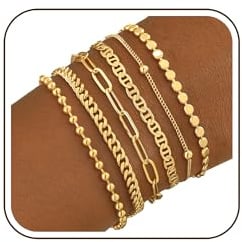 ZOERAY Armband Damen Gold Silber Set Wasserfest 18K Vergoldet Armbänder | Stapelbare Armkette Gold Silber,Verstellbare Mehrere Armbander Twist Figaro Schlange,Modeschmuck Geschenk Set Frauen Mädchen