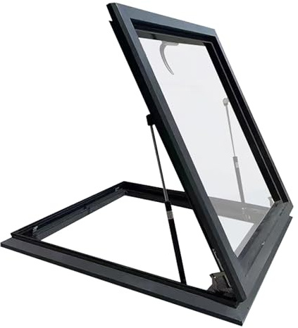 Dachfenster Mit Lichtschacht,Dachausstiegsfenster,Ausstiegsfenster,Aluminiumrahmen Und Gehärtetes Glas,Flachdach-Lichtschacht(LxW75x65cm/29.5x25.6in)