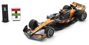 Spark McLaren F1 Team, Official 2025 Model, Oscar Piastri Chinese GP Winners Model Racing Car, 1/43 Scale, Includes Winning Boards
