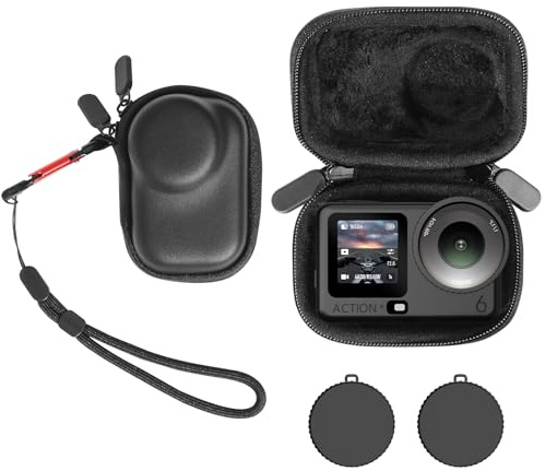 AMAZEAR Carry Case for DJI OSMO Action 6 Accessories, Black | Action6 Portable and Compact Travel Bag Hard Leather Case with Soft Inner for Protection, Organization, and Storage