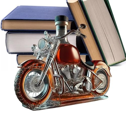 Motorbike Whiskey Decanter, Whiskey Decanter, Glass Motorcycle Whis-Key Wine Bottle, Vintage Motorbike Liquor Whisky Dec-, for Men Whiskeys Present