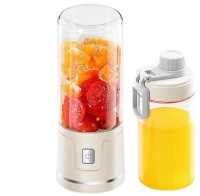 Fresh Juice Mixer Flasche, Smoothie Maker mit Tragbarer Becherdeckel, 450ml Smoothie Mixer USB Wiederaufladbarer, Mini Mixer Glas Trinkbecher für Fresh Juice Shakes Smoothies Babynahrung (Cremefarben)