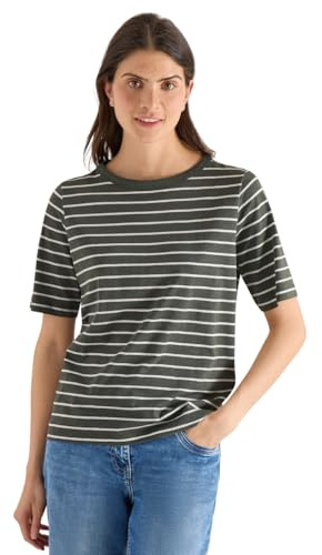 Cecil Shirt mit U-Boot-Ausschnitt und Streifen Khaki XS