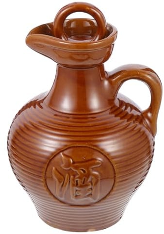 HOLIDYOYO Tragbarer Keramik Weinkrug 500 ml mit Dichtendem Deckel und Henkel Weinkessel für Bar und Zuhause Serviergefäß mit Konischem Ausguss