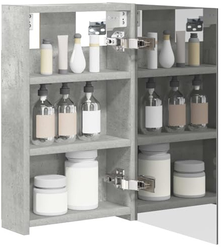 vidaXL Badezimmerspiegelschrank mit Regal Beton Grau 30 x 10,5 x 50 cm, Moderner Spiegelschrank, rechteckig, Wandregal für Badezimmer, praktische Aufbewahrung