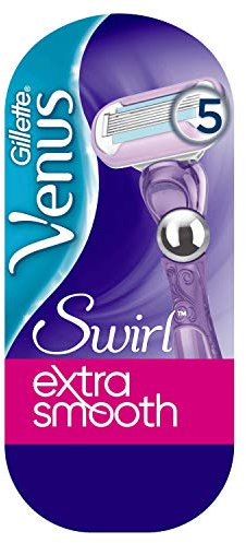 Gillette Venus Rasoio Deluxe Smooth Swirl per donna, 1 manico + 1 lama, 5 lame resistenti per una rasatura extra liscia che dura a lungo