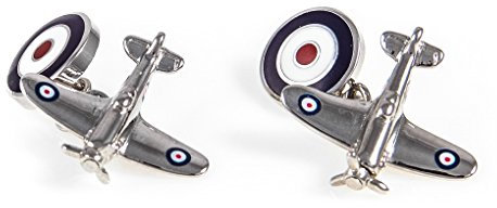 MRCUFF Spitfire Flugzeug Flugzeug Paar Manschettenknöpfe Geschenkbox & Reinigungstuch