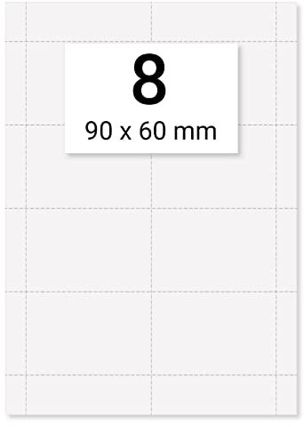 40 x Karteo® Einlegepapier Einstecketiketten Einleger 160g/m² weiß hochwertiges perforiertes Papier 60 x 90 mm auf 5 Stk. DIN A4 Bogen zum Selbstbedrucken